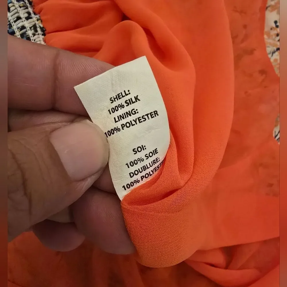 Ramy Brook Printed Annabelle Orange Floral Mini Skirt 100% Silk Size XS